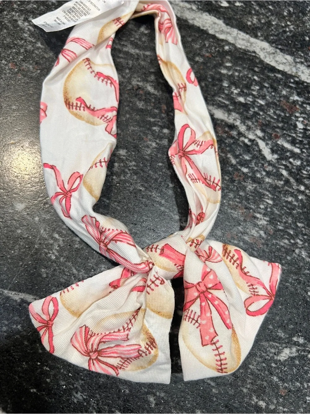 Bamboo Baby Bow Headband | Pink Baseball & Bows Print | 9M